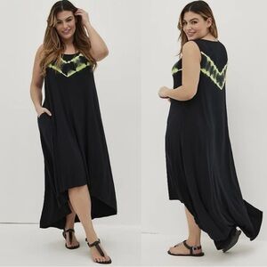 2x Torrid HI-LO MAXI DRESS - SUPER SOFT TIE-DYE NEON BLACK